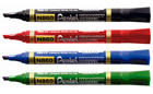 Rotuladores permanentes de punta biselada Pentel N850 en caja de 12 en colores azul, rojo, negro y verde